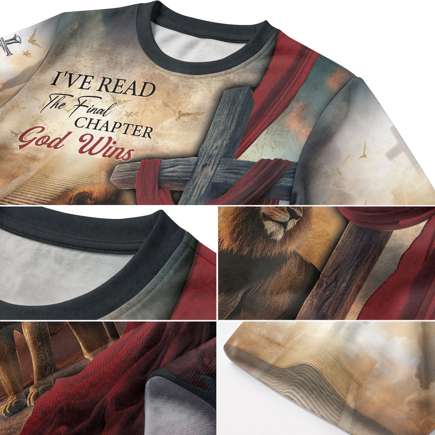 Christian Tee Shirts, I've Read The Final Chapter God Wins Lion Cross Faith - Freedom Shirts for Men, RustField Co - Rust Field Wear