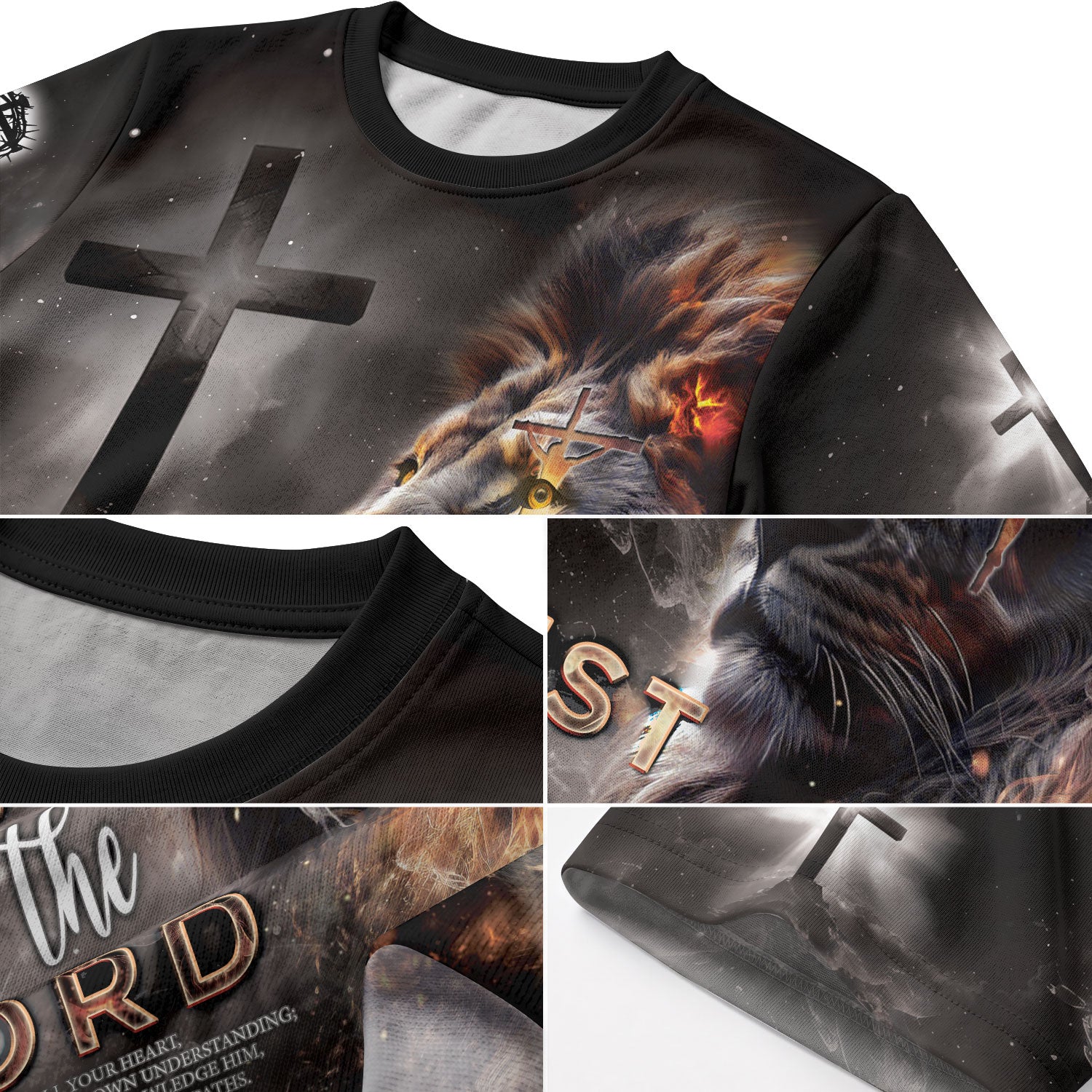 RustField Co Christian Tee Shirts - Trust In The Lord Proverbs 3 5 6 Fiery Lion, Freedom Shirts for Men - Rust Field Wear