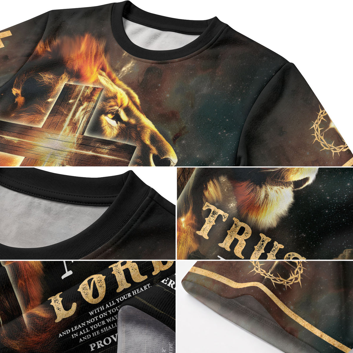 Trust In The Lord Proverbs 3 5 6 Lion And Cross - Christian Tee Shirts for Men, Freedom Shirts, RustField Co - Rust Field Wear