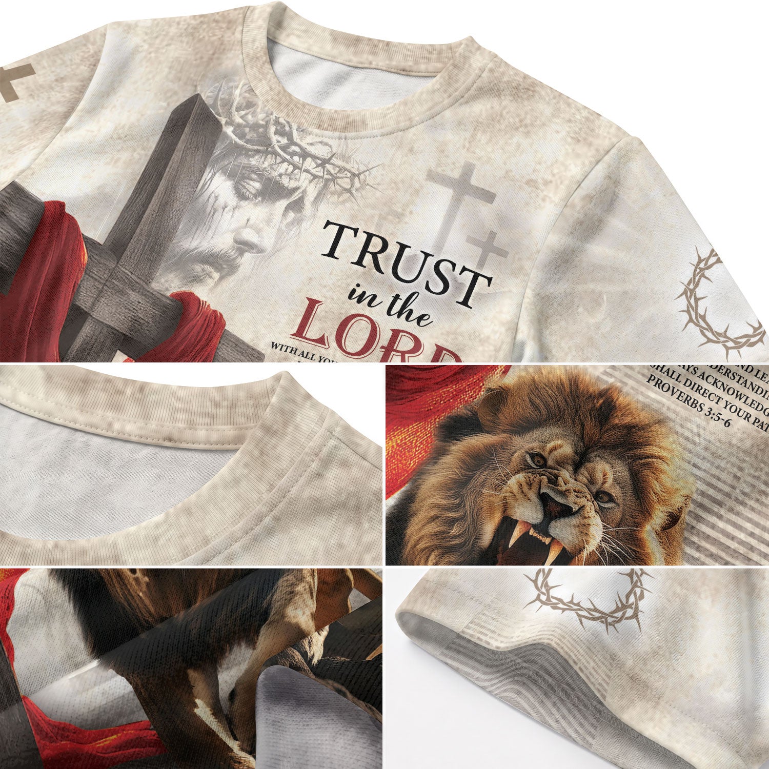 Freedom Shirts - Trust in the Lord Proverbs 3 5 6 Lion and Cross, Christian Tee Shirts for Men, RustField Co - Rust Field Wear