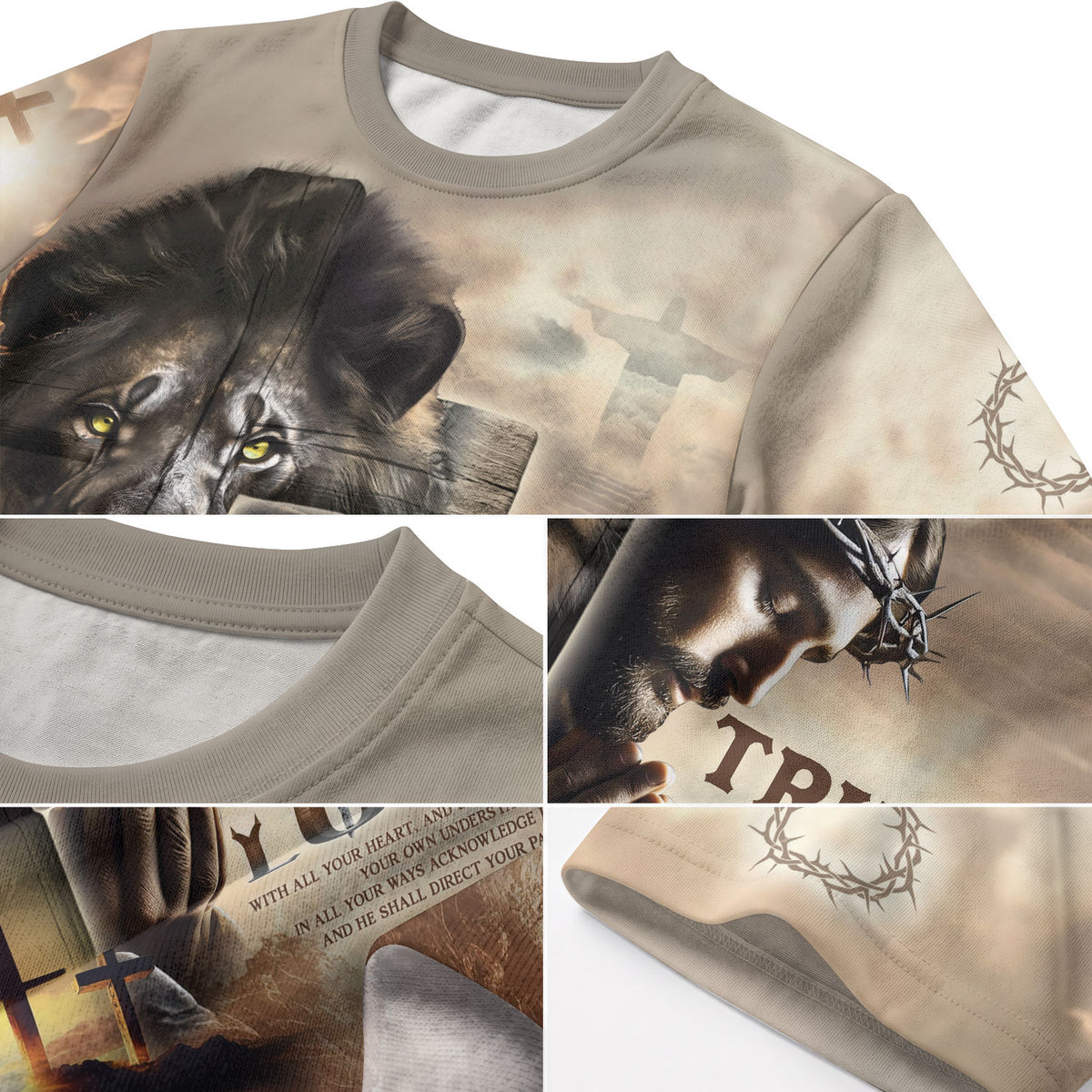 Trust in the Lord Proverbs 3 5 6 Resurrection Cross and Lion - RustField Co Freedom Shirts, Christian Tee Shirts for Men - Rust Field Wear