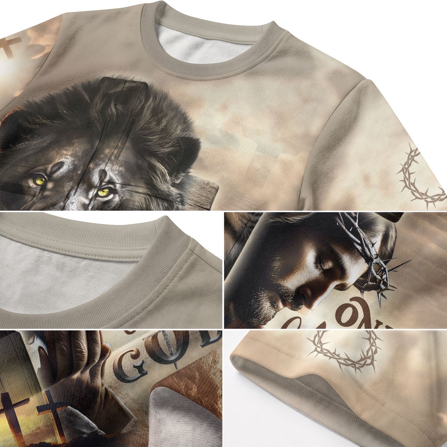 RustField Co Christian Tee Shirts - One Nation Under God Sunrise Lion Cross, Freedom Shirts for Men - Rust Field Wear