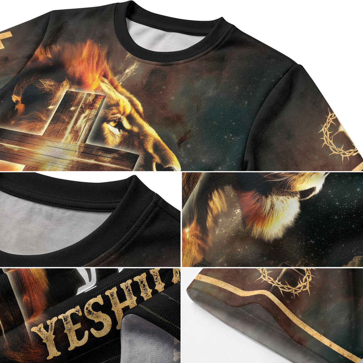 Yeshua Lion of Judah and Radiant Cross - RustField Co Freedom Shirts, Christian Tee Shirts for Men - Rust Field Wear