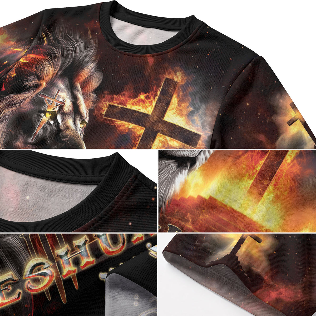 RustField Co Freedom Shirts - Yeshua Lion of Judah Fiery Cross, Christian Tee Shirts for Men - Rust Field Wear