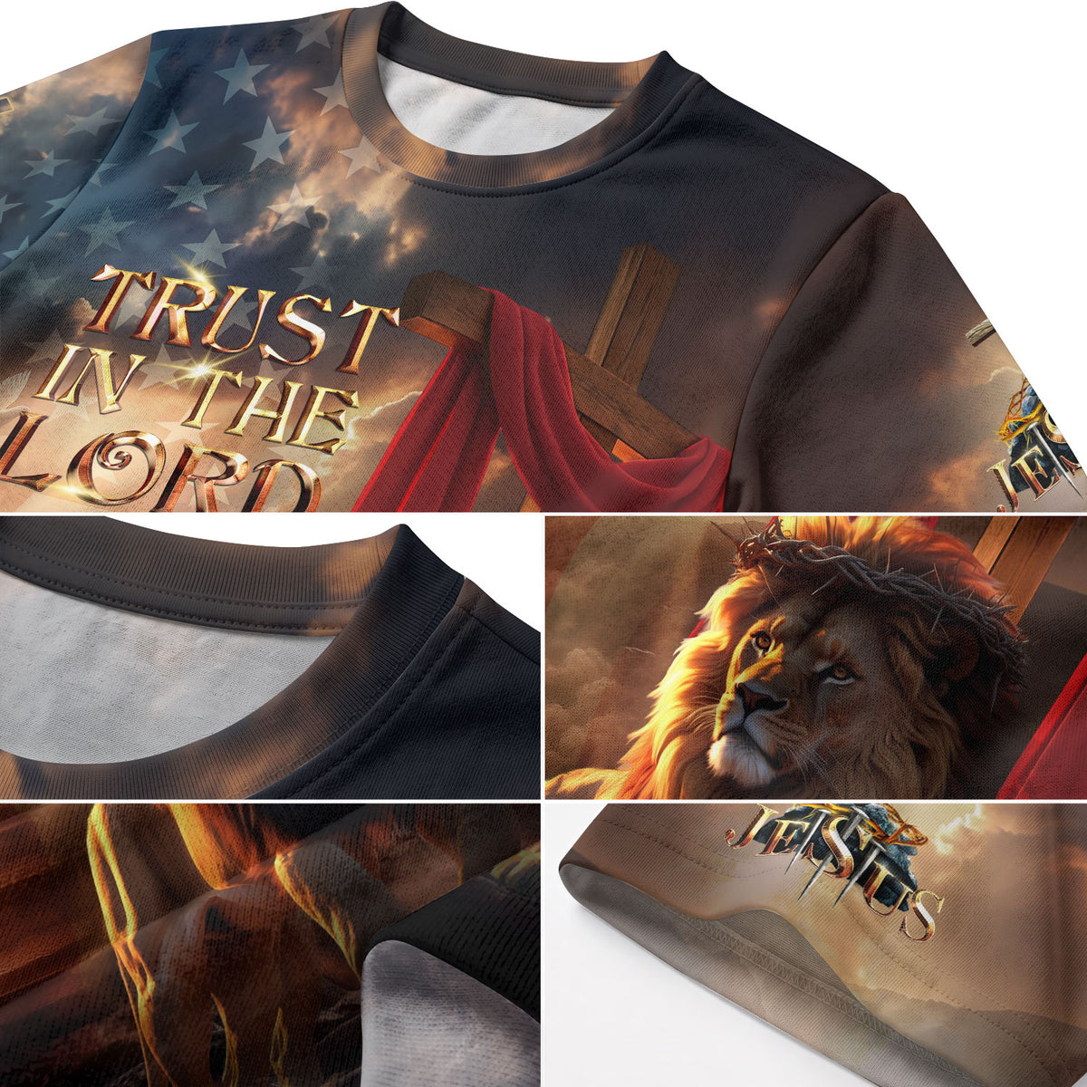 Trust In The Lord Lion and Lamb Cross Faith Christian Tee Shirts - Freedom Shirts for Men, RustField Co - Rust Field Wear