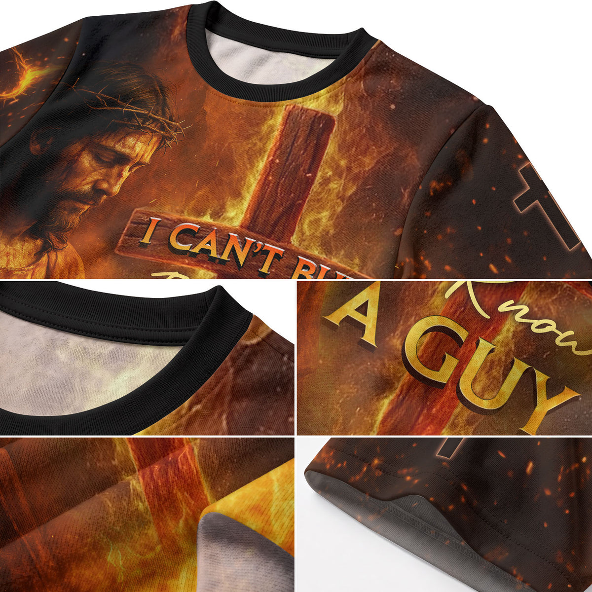 I Can't But I Know A Guy Jesus and Lion Fire Cross - Christian Tee Shirts for Men, Freedom Shirts, RustField Co - Rust Field Wear