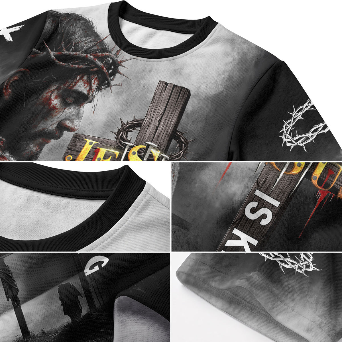 Jesus Is King Cross and Lion Warrior Faith Christian Tee Shirts - Freedom Shirts for Men, RustField Co - Rust Field Wear