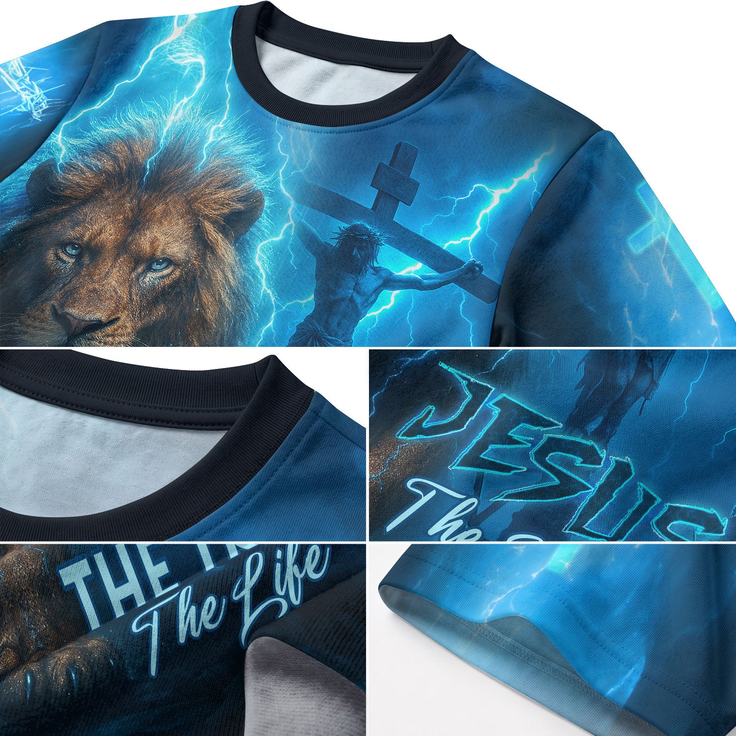 RustField Co Christian Tee Shirts - Jesus The Way The Truth The Life Lion Thunder Edition, Freedom Shirts for Men - Rust Field Wear