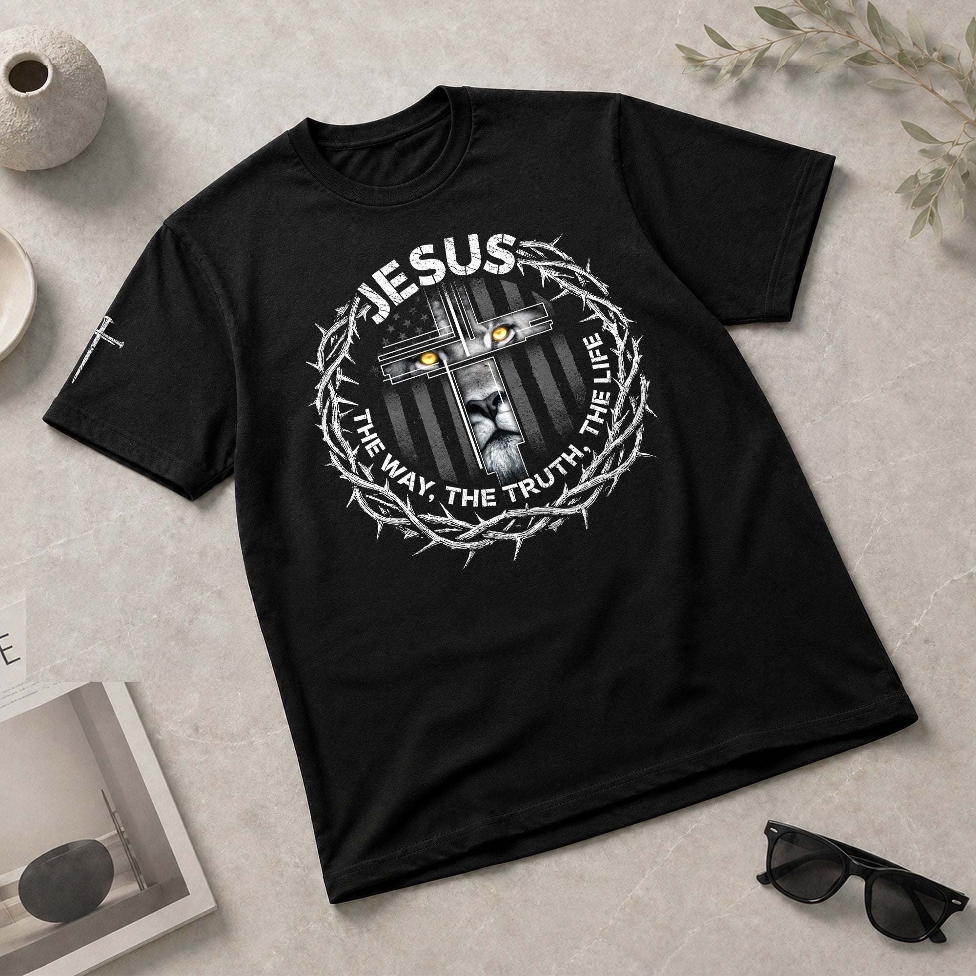 Jesus The Way The Truth The Life Crown of Thorns, Christian Tee Shirts - Faith Shirts for Men - Rust Field Wear