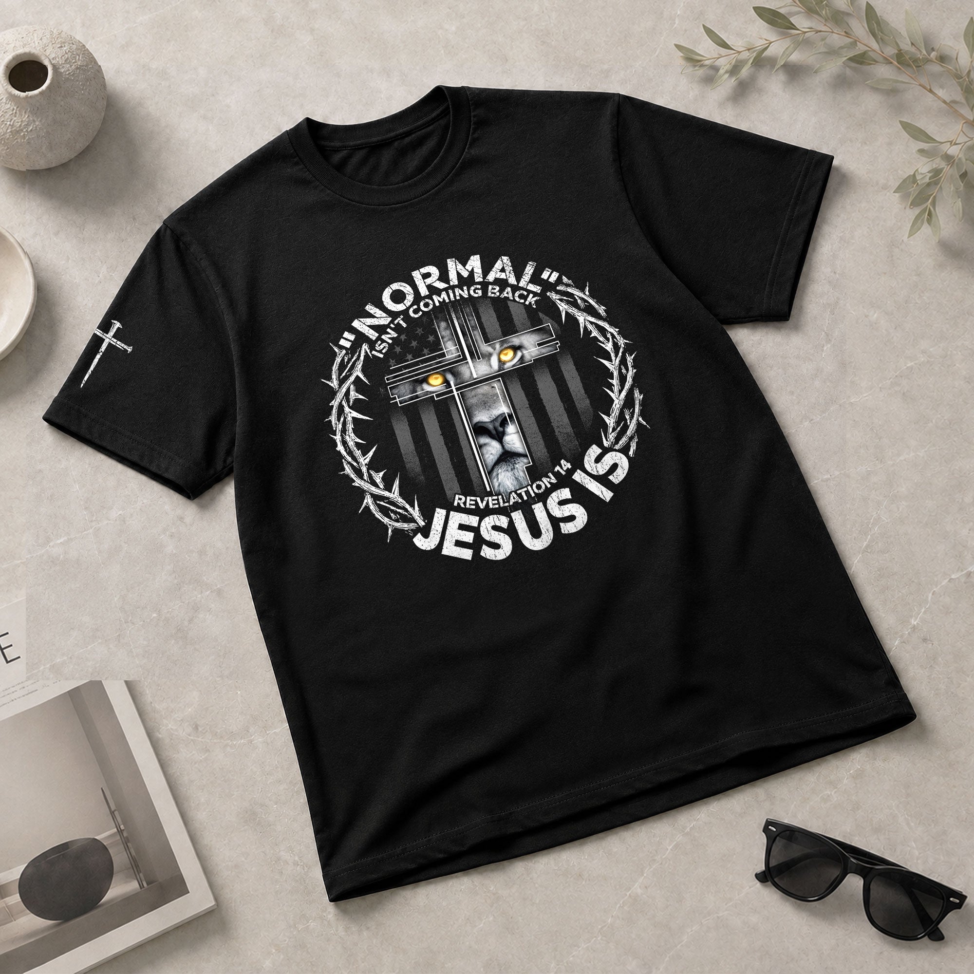 Christian Shirts for Men, Normal Isn’t Coming Back Jesus Is Lion Cross - Christian Tee Shirts - Rust Field Wear