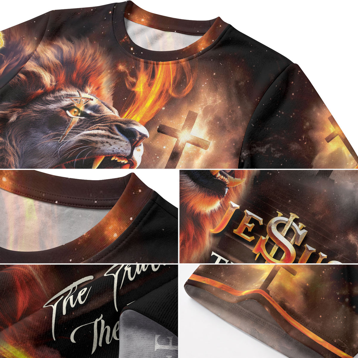 Freedom Shirts for Men, Jesus The Way The Truth The Life Cross and Lion Fire - Christian Tee Shirts, RustField Co - Rust Field Wear