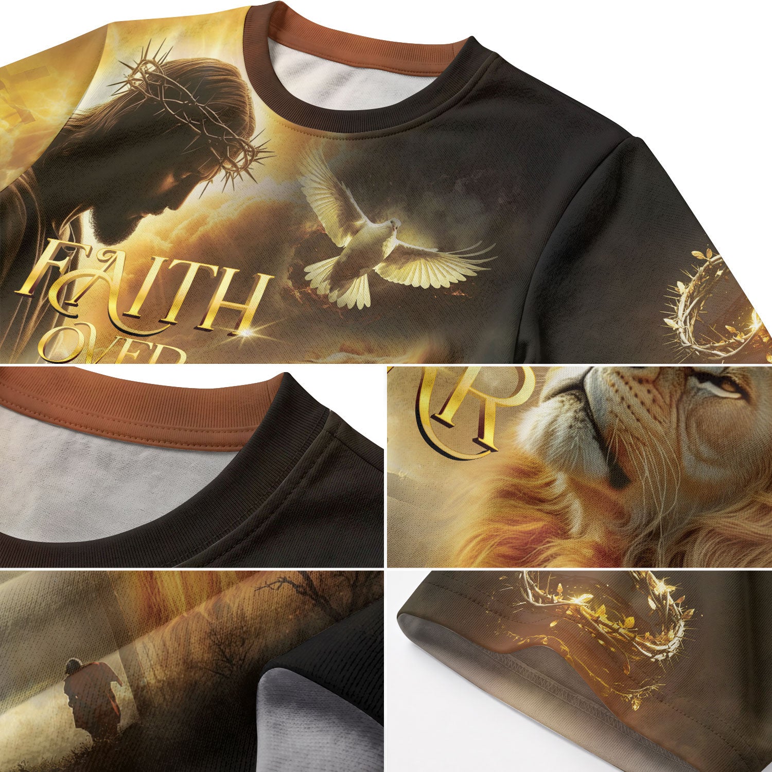 RustField Co, Faith Over Fear Lion and Dove - Christian Tee Shirts for Men, Freedom Shirts - Rust Field Wear