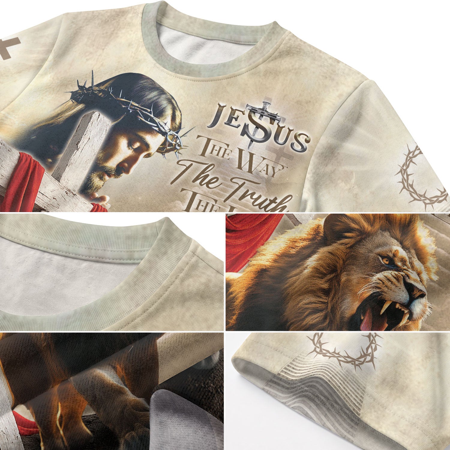 Christian Tee Shirts for Men - Jesus The Way The Truth The Life Lion Cross, RustField Co Freedom Shirts - Rust Field Wear