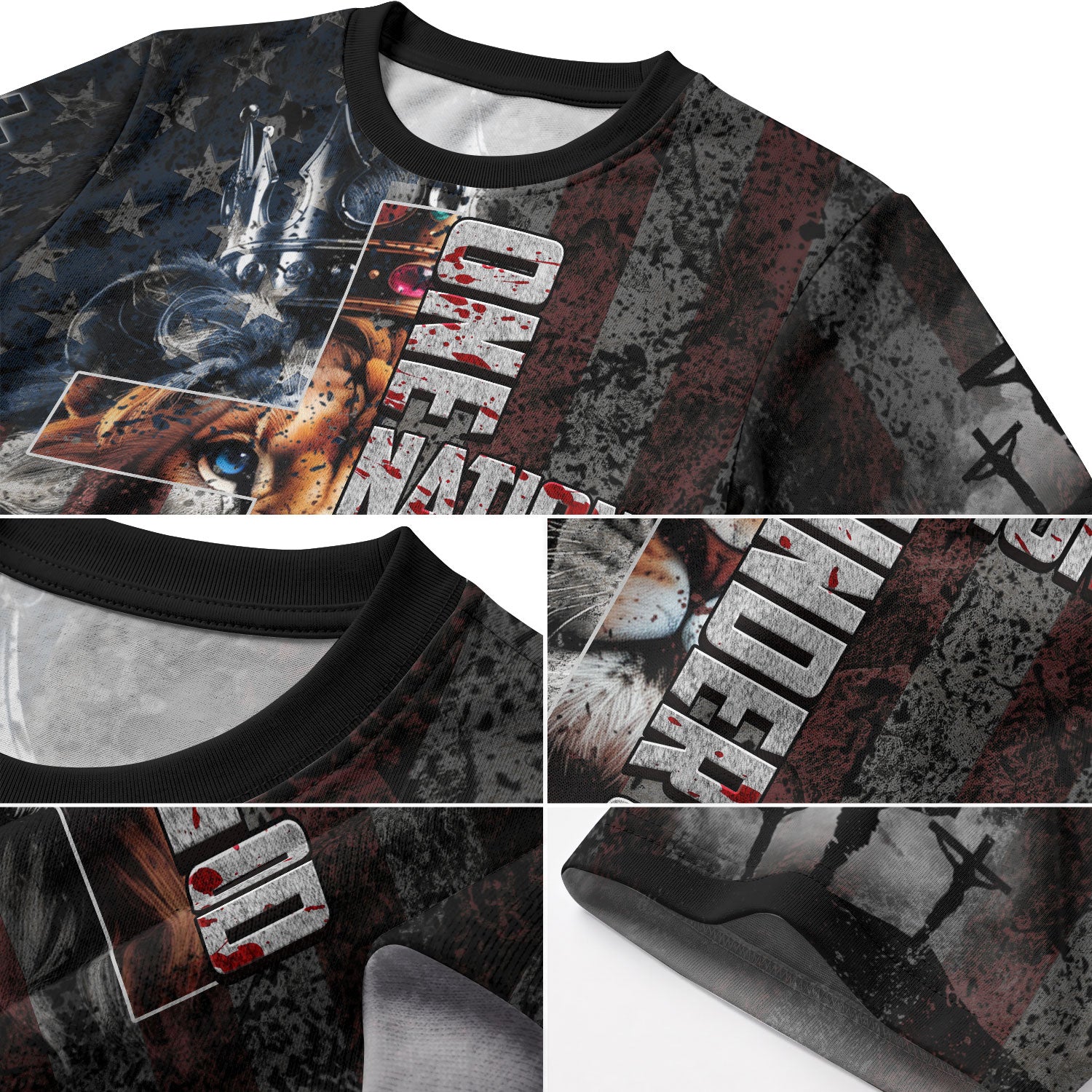 One Nation Under God Lion and Cross, Freedom Shirts - Christian Tee Shirts for Men, RustField Co - Rust Field Wear