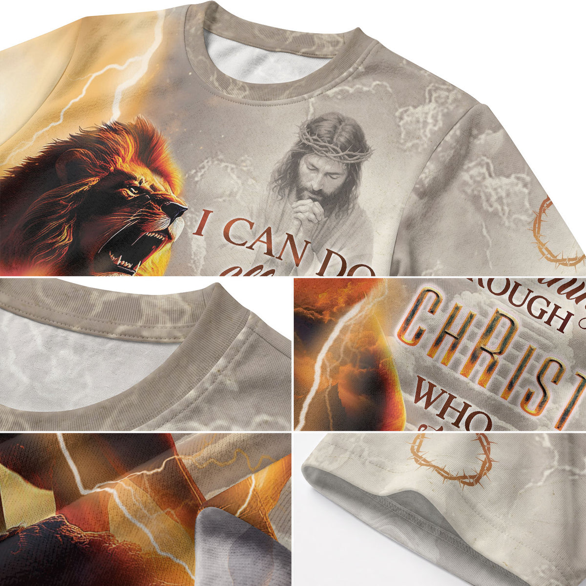 I Can Do All Things Through Christ Lightning Cross and Lion, Freedom Shirts - Christian Tee Shirts for Men, RustField Co - Rust Field Wear