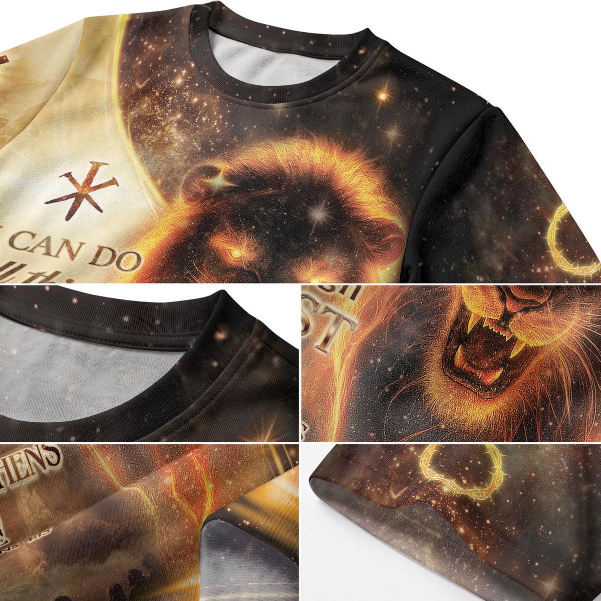 Christian Tee Shirts, I Can Do All Things Through Christ Lion and Cross - Freedom Shirts for Men, RustField Co - Rust Field Wear