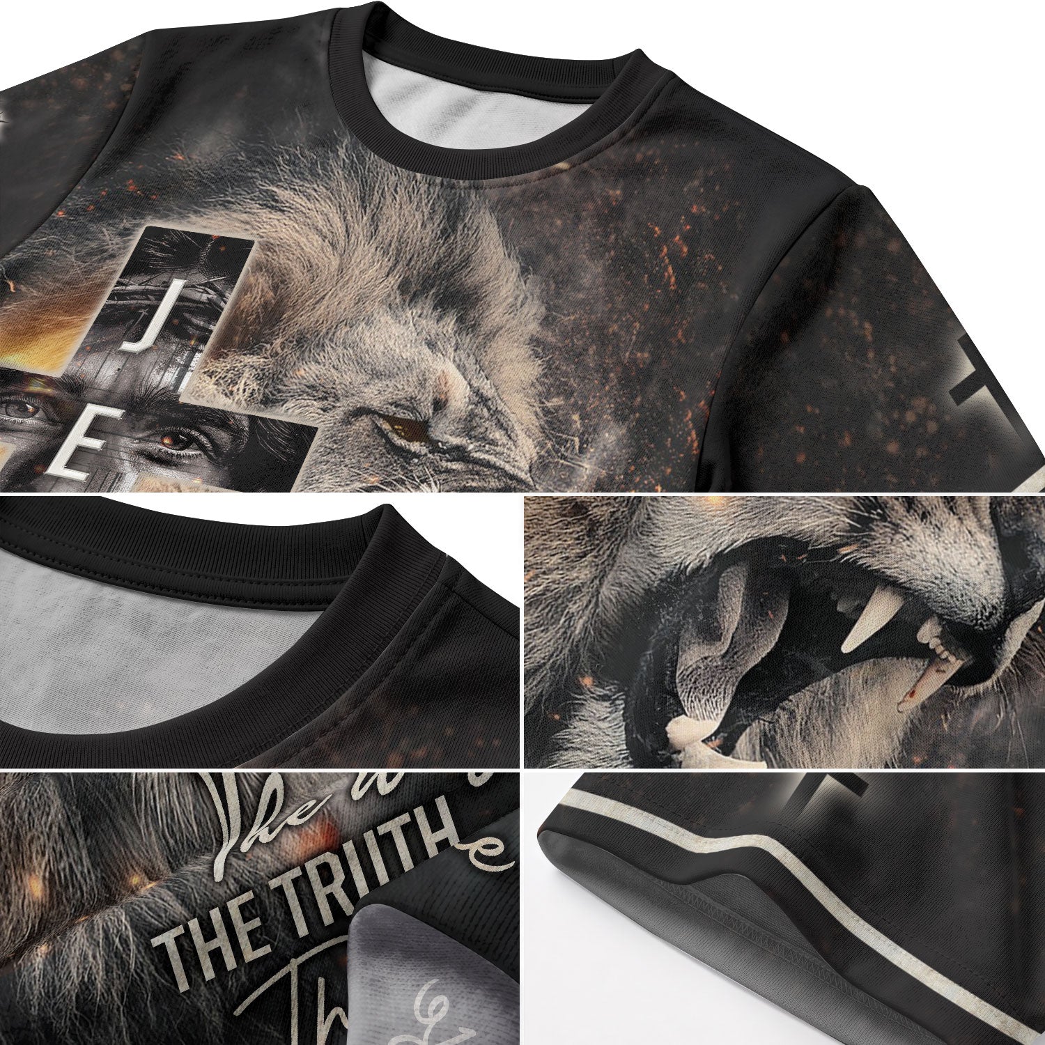 Christian Tee Shirts for Men, RustField Co - Jesus Lion Cross The Way The Truth The Life, Freedom Shirts - Rust Field Wear