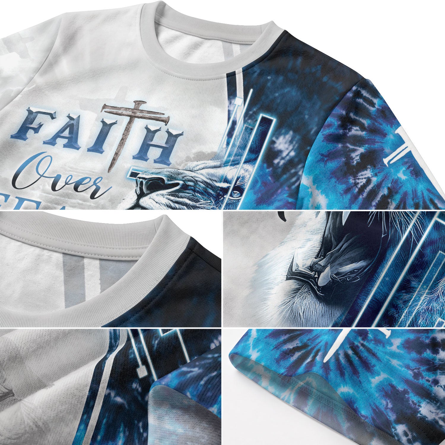 Faith Over Fear Lion and Cross - RustField Co Freedom Shirts, Christian Tee Shirts for Men - Rust Field Wear