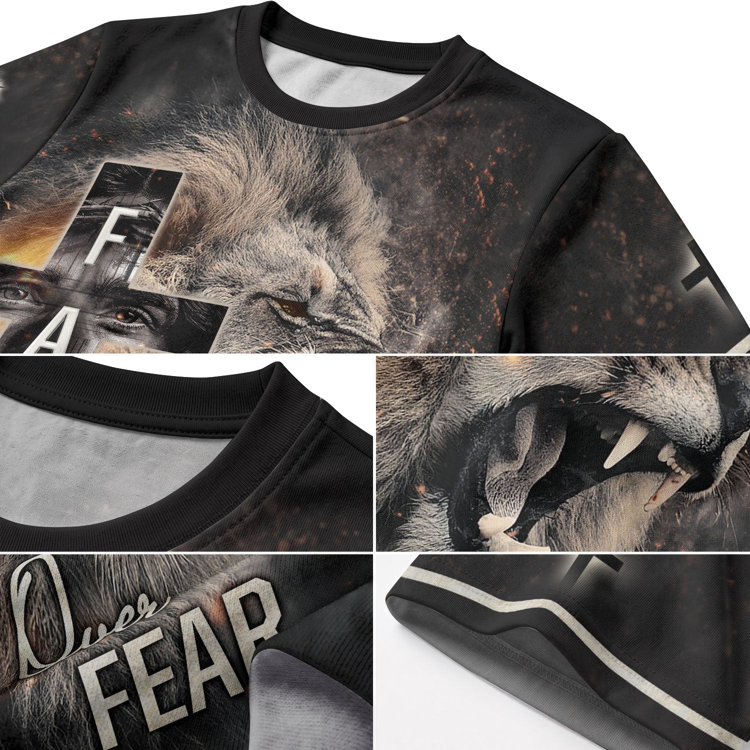 Freedom Shirts - Roaring Lion and Cross Faith Over Fear, Christian Tee Shirts for Men, RustField Co - Rust Field Wear
