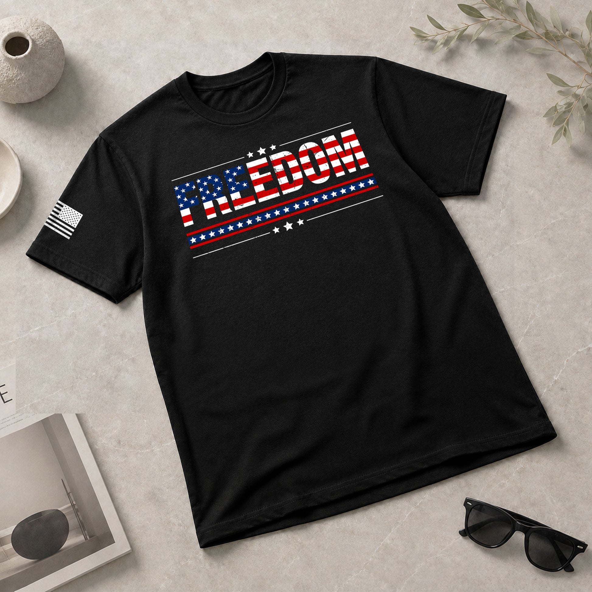 Patriotic T Shirts, Freedom American Flag Stars and Stripes Patriotic - Freedom Shirts for Men - Rust Field Wear