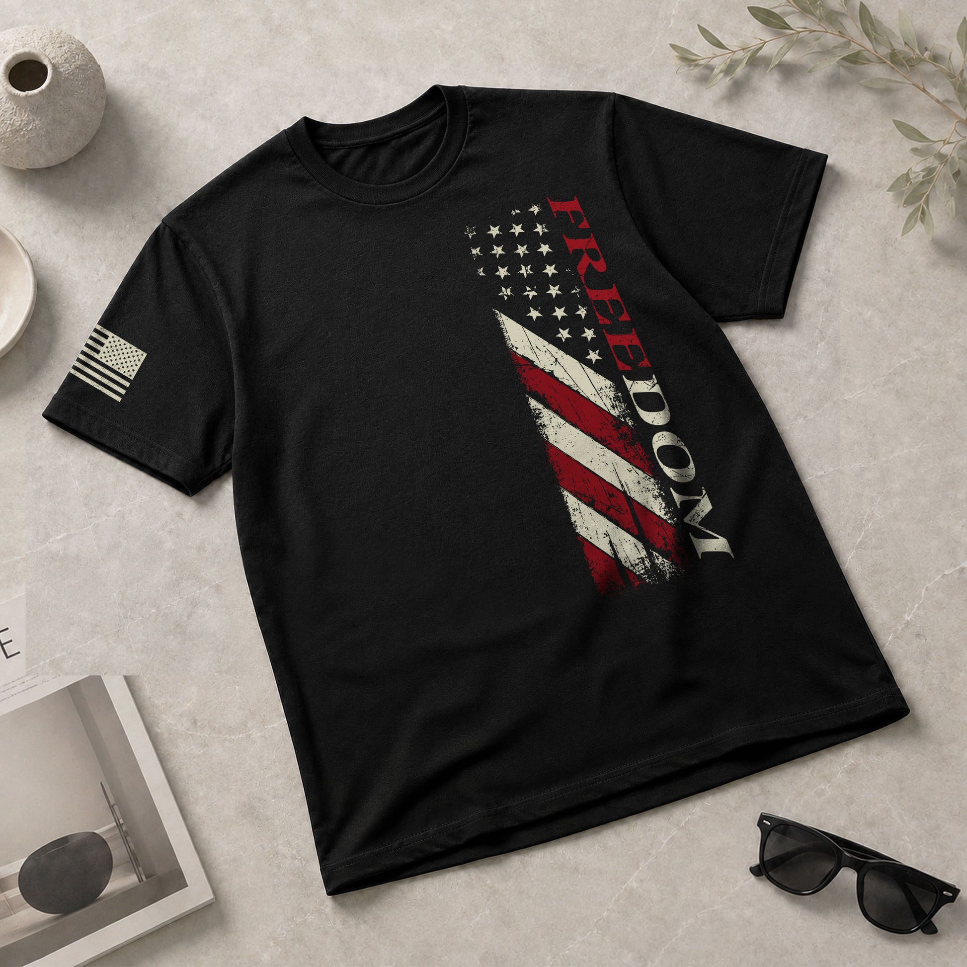 Freedom Vertical American Flag Patriotic Tribute, Patriotic T Shirts - Freedom Shirts for Men - Rust Field Wear