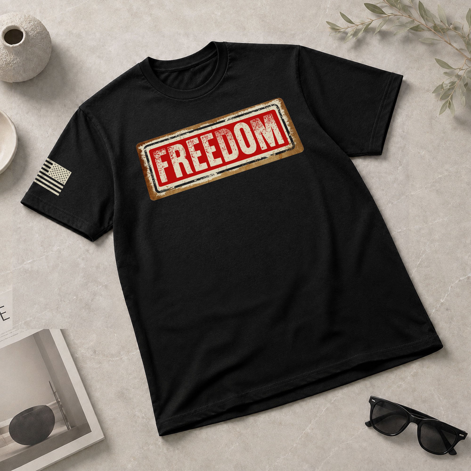 Patriotic T Shirts, Freedom Sign Patriotic Tribute - Freedom Shirts for Men - Rust Field Wear
