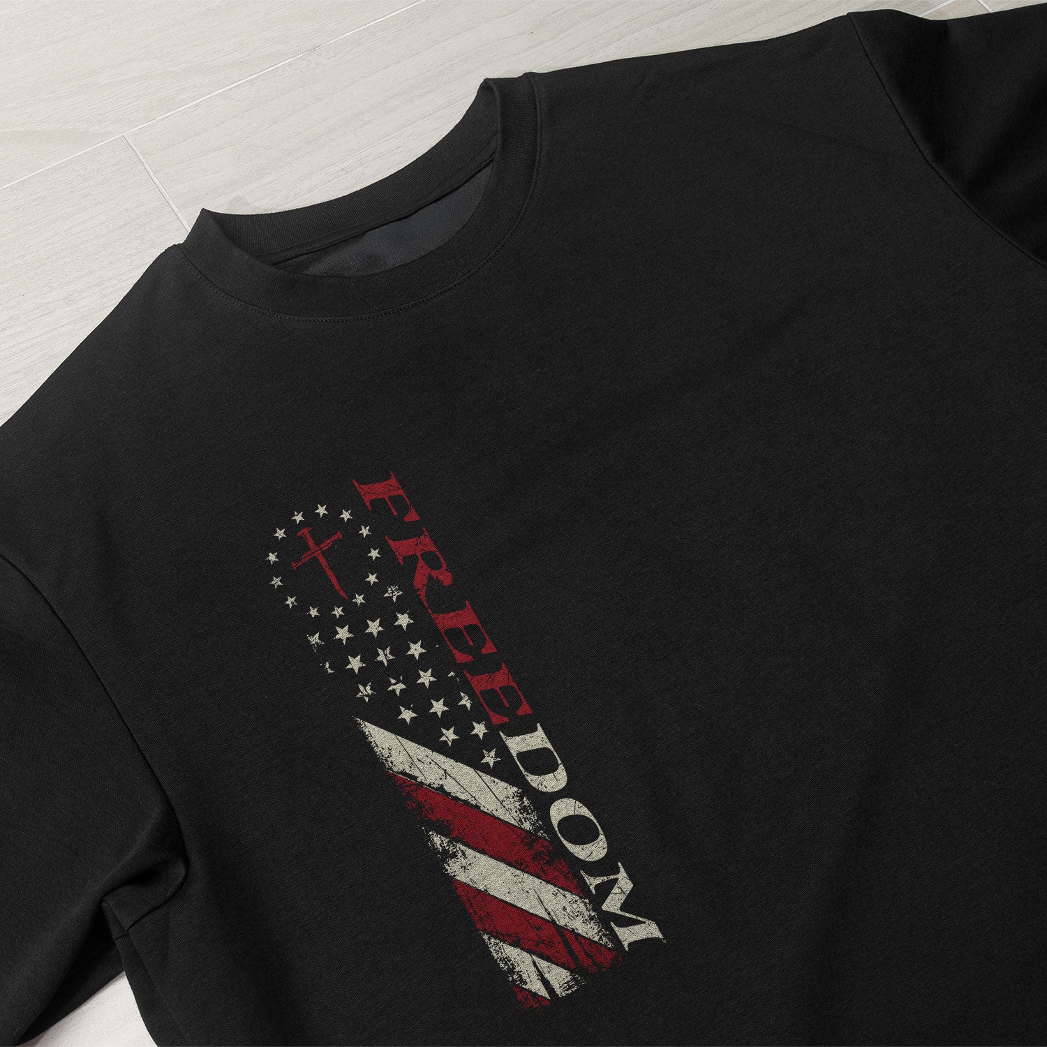 Freedom Memorial Patriotic American Flag and Bold Quote - Freedom T Shirt, Patriotic Shirts for Men - Rust Field Wear