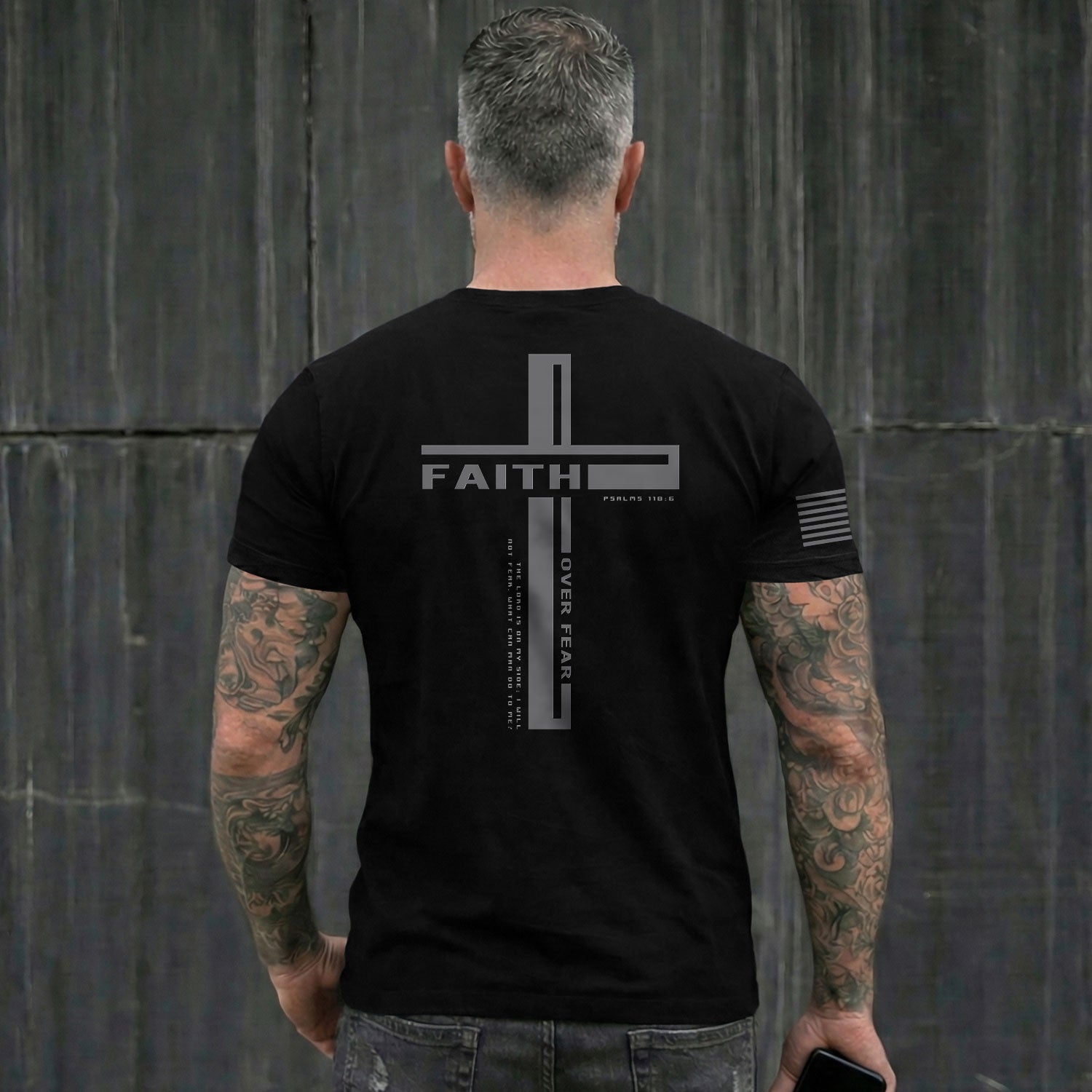 Faith Over Fear Psalm 118:6 Cross, Christian Shirts for Men - Christian Tee Shirts - Rust Field Wear
