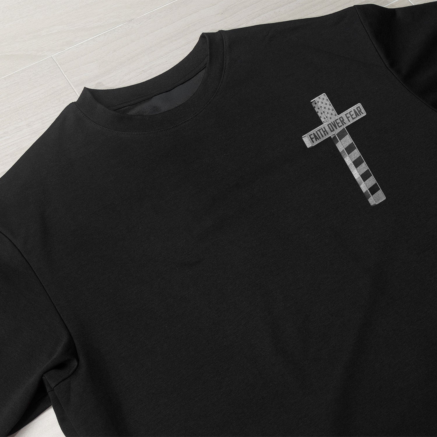 Faith Over Fear American USA Flag Cross Christian, Christian Tee Shirts - Faith Shirts for Men - Rust Field Wear