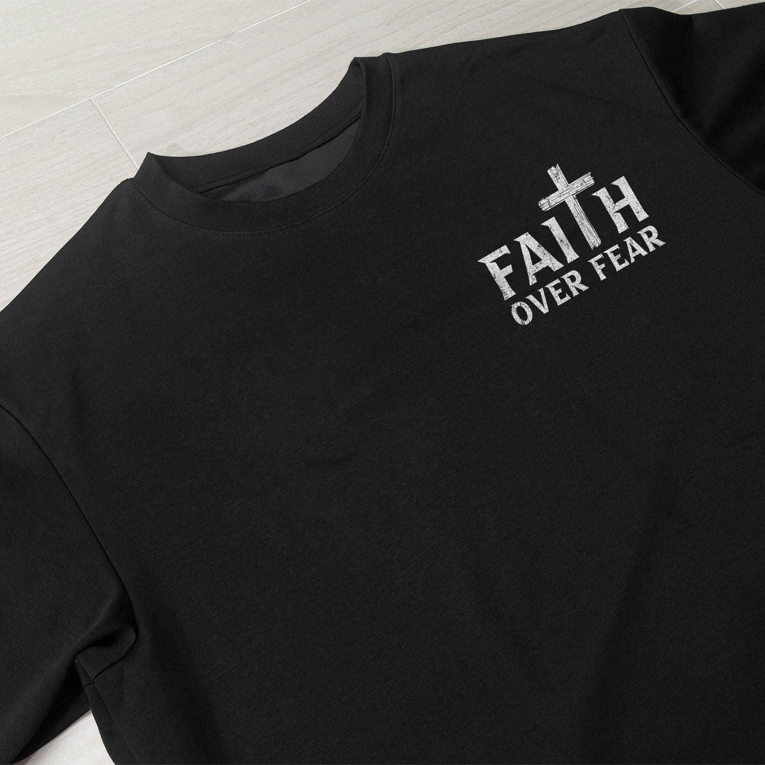Faith Based Christian Tee Shirts, Faith Over Fear Wooden Cross Crown Christian - Christian Shirts for Men - Rust Field Wear