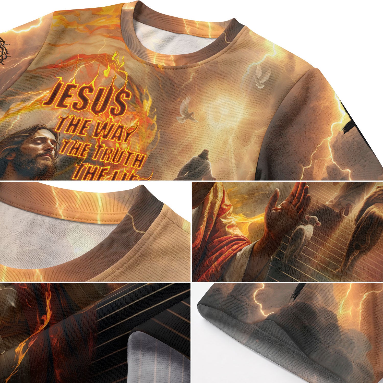 Freedom Shirts for Men, Jesus The Way The Truth The Life Lion and Lamb Fire - Christian Tee Shirts, RustField Co - Rust Field Wear