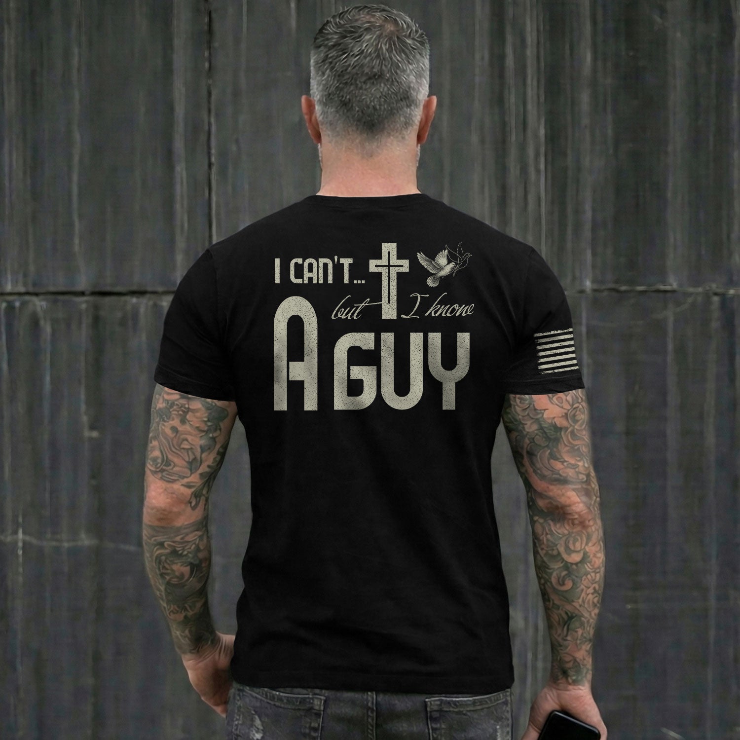 I Can’t But I Know A Guy Cross and Dove Christian - Christian Shirts for Men, Faith Based Christian Tee Shirts - Rust Field Wear
