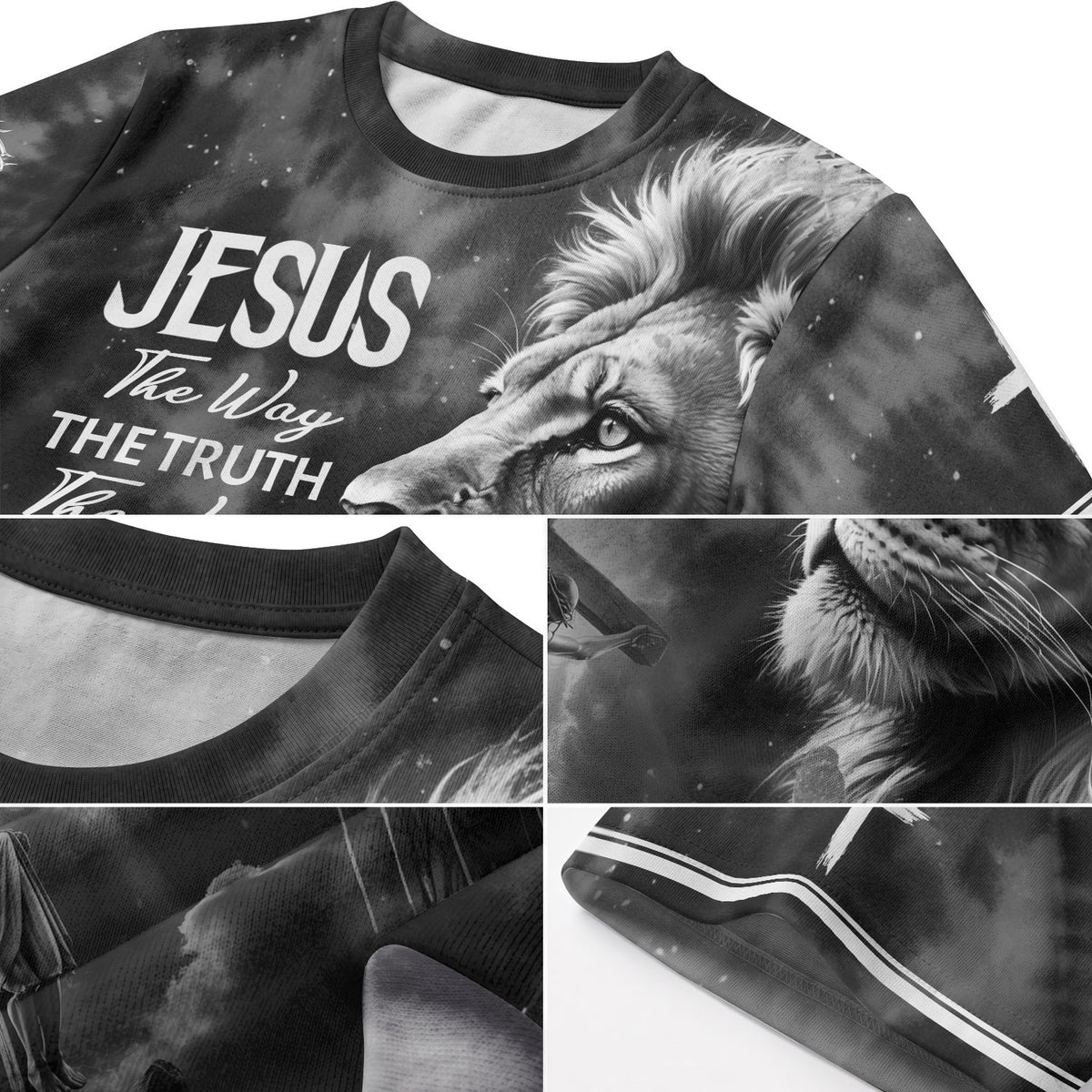 Christian Tee Shirts for Men - Jesus Lion Of Judah Cross Crown Of Thorns The Way The Truth The Life, RustField Co Freedom Shirts - Rust Field Wear