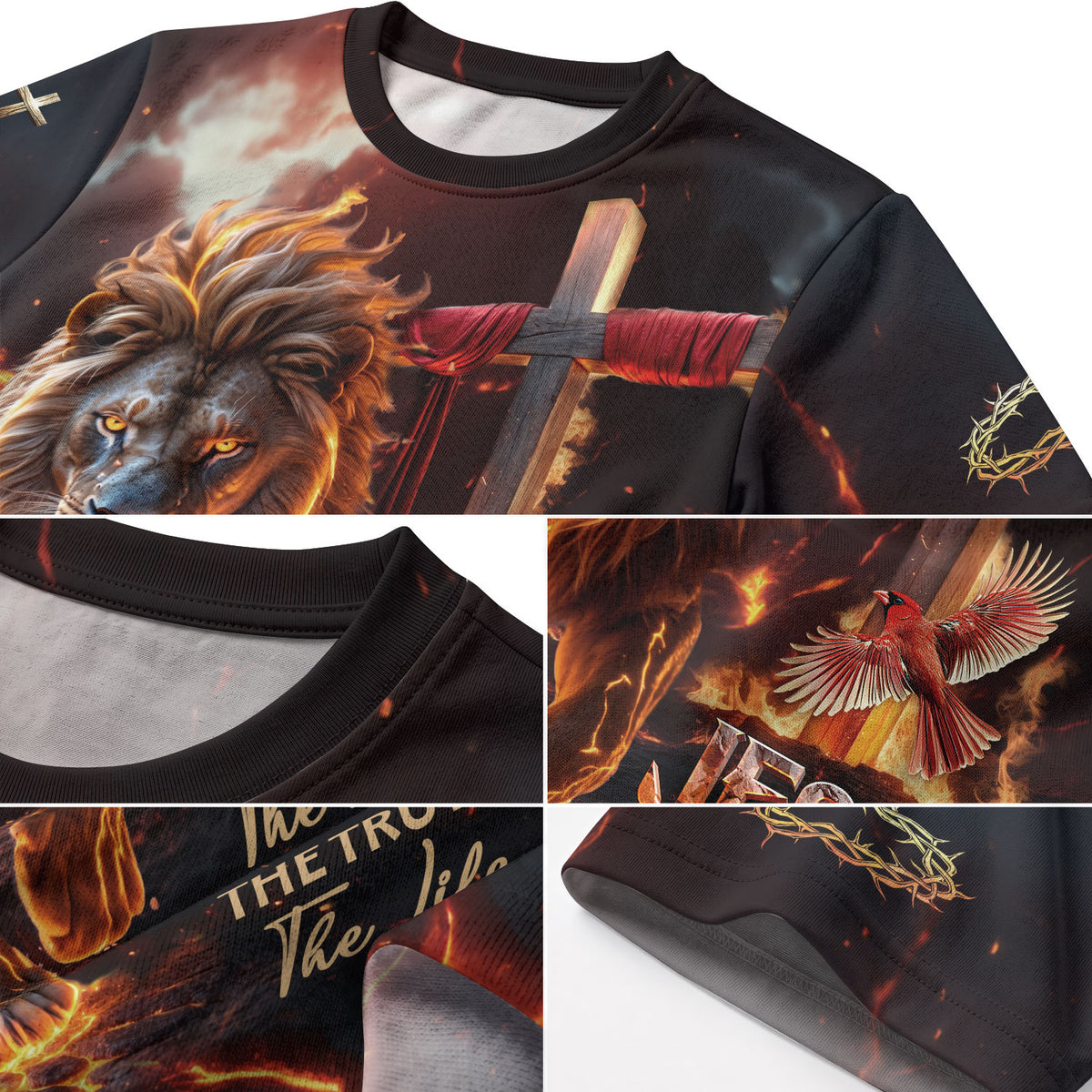 Jesus Lion Of Judah Cross Fiery Glory The Way The Truth The Life Christian Tee Shirts - Freedom Shirts for Men, RustField Co - Rust Field Wear