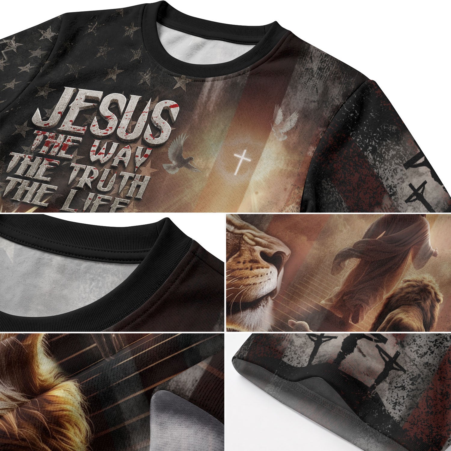 Jesus The Way The Truth The Life Lion of Judah American Flag, Freedom Shirts - Christian Tee Shirts for Men, RustField Co - Rust Field Wear