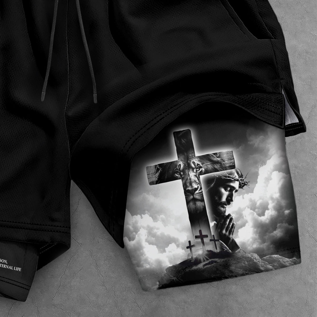 John 3:16 Bible Verse Shorts for Men Jesus Cross Christian Apparel - Rust Field Wear