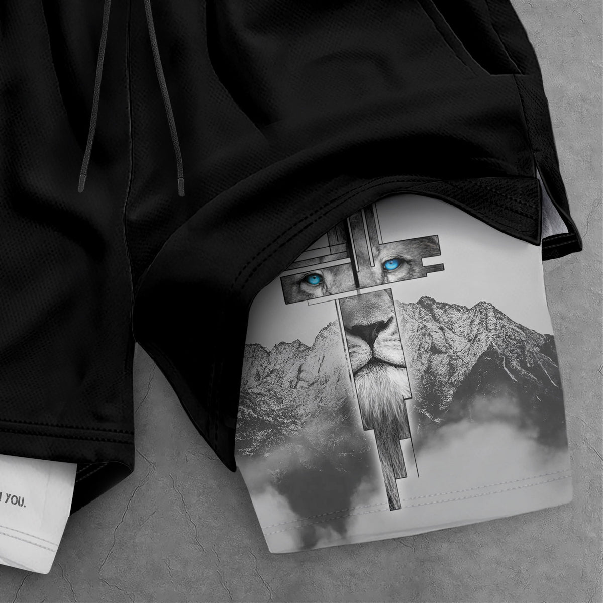Psalm 56:3 Lion Cross Christian Gym Shorts Eyes of Faith - Rust Field Wear