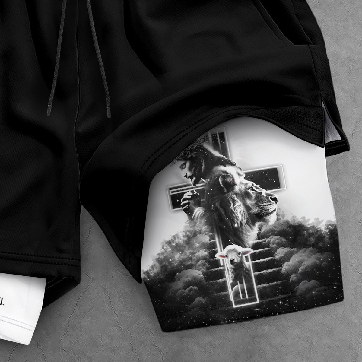 Joshua 1:9 Christian Gym Shorts for Men Jesus Cross Faith Design - Rust Field Wear