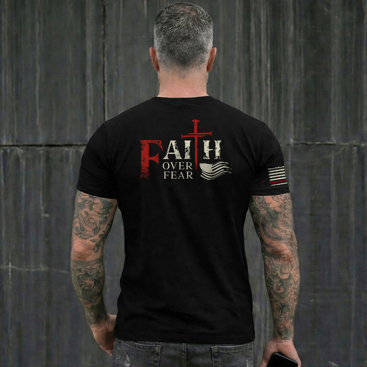 Faith Over Fear Christian Cross Patriotic Religious Jesus Shirt - Rust Field Wear