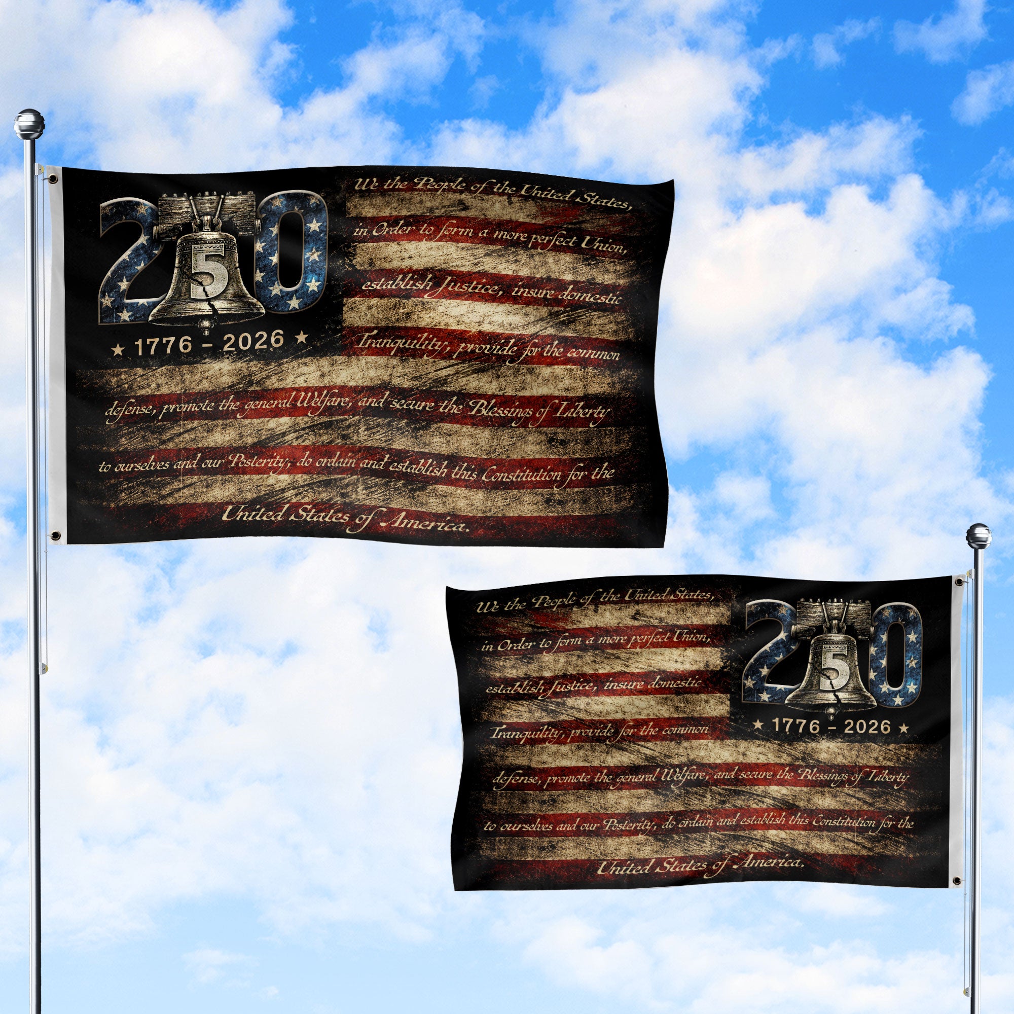 USA 250th Anniversary Flag 1776-2026 American Flag Liberty Bell We The People Patriotic