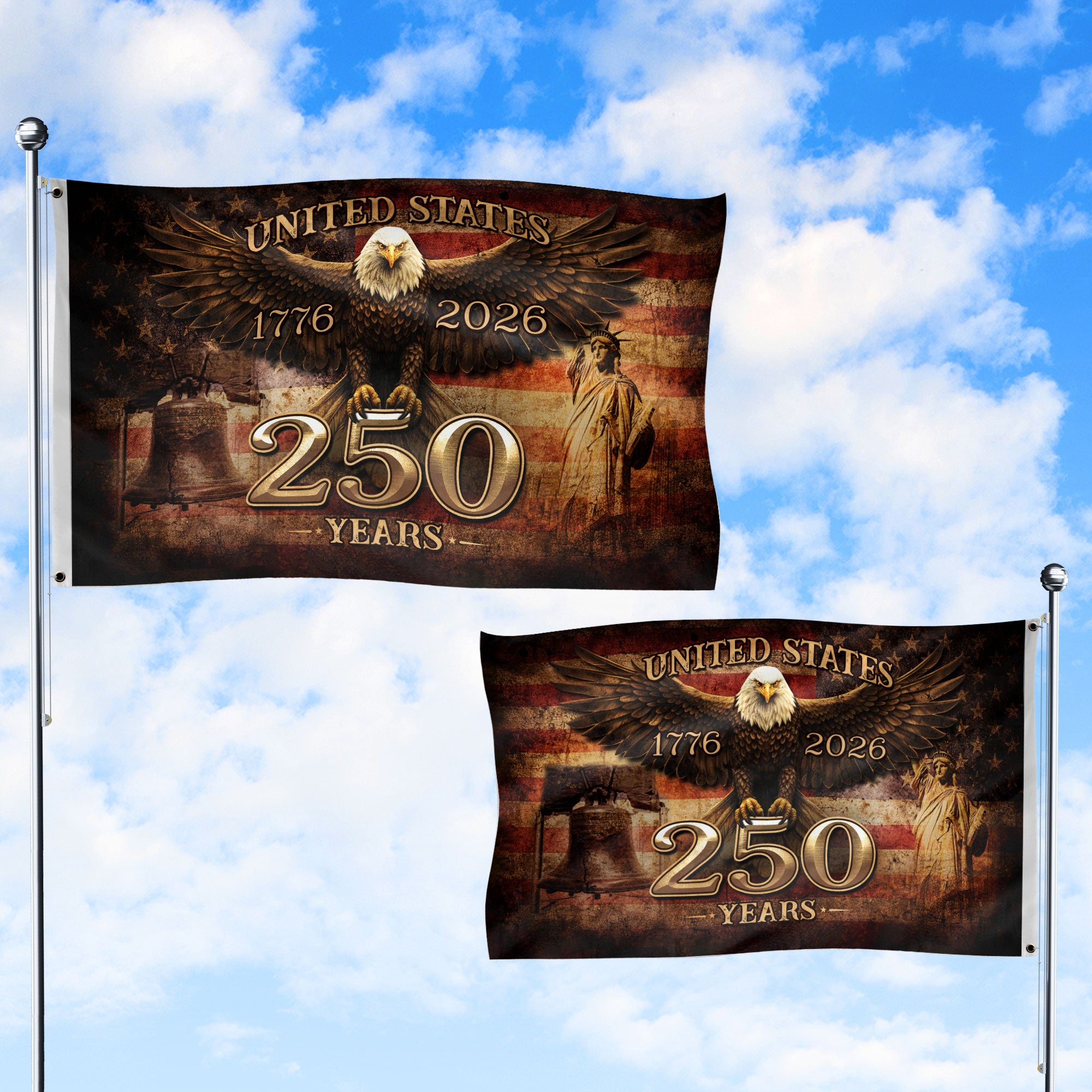 United States 250 Years Flag 1776–2026 – Eagle Patriotic American Décor