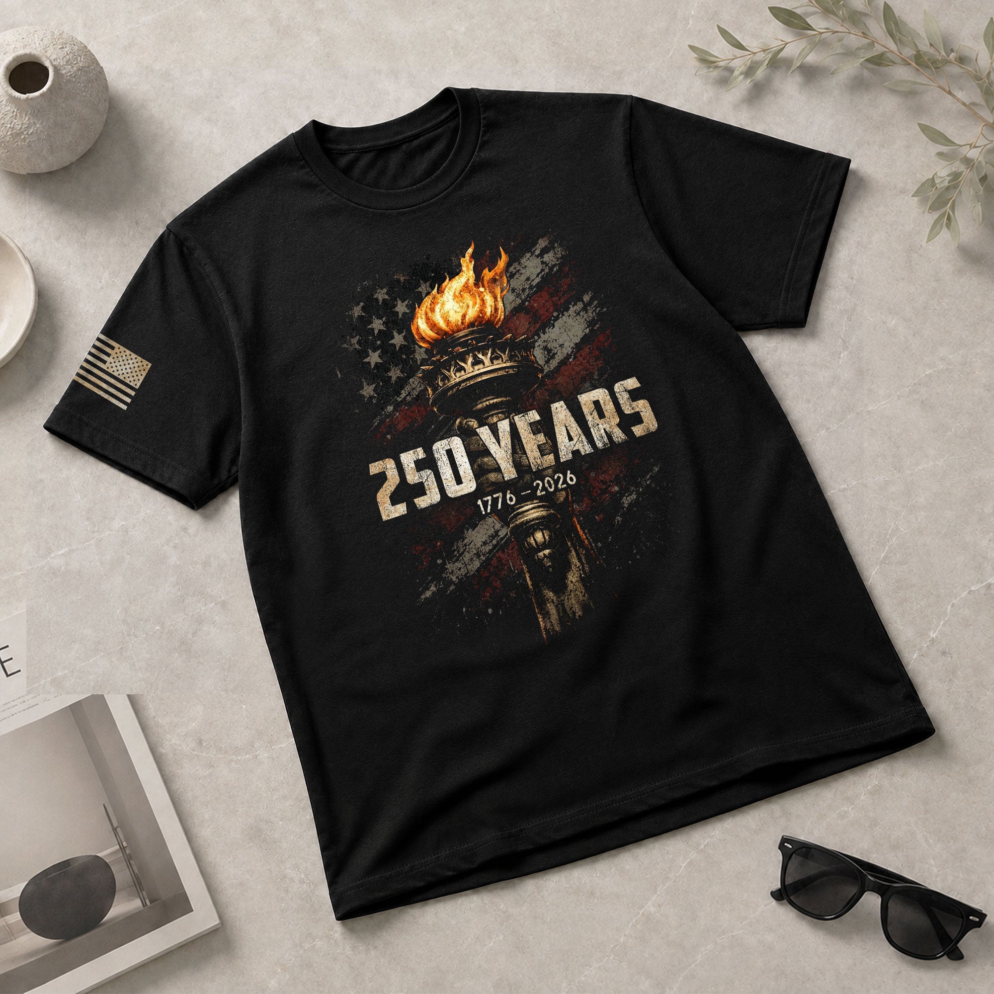 USA 250th Anniversary Shirt 1776-2026 American Flag Liberty Torch Patriotic for Men - Rust Field Wear