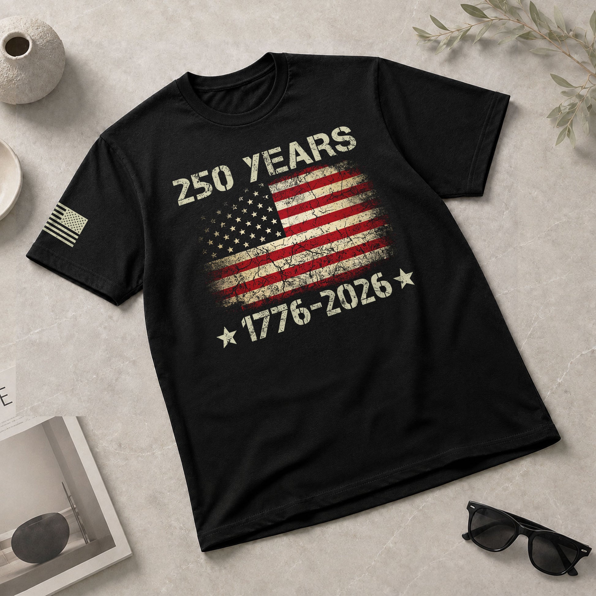 250 Years American Independence T-Shirt 1776–2026 – Vintage USA Flag Patriotic Shirt - Rust Field Wear