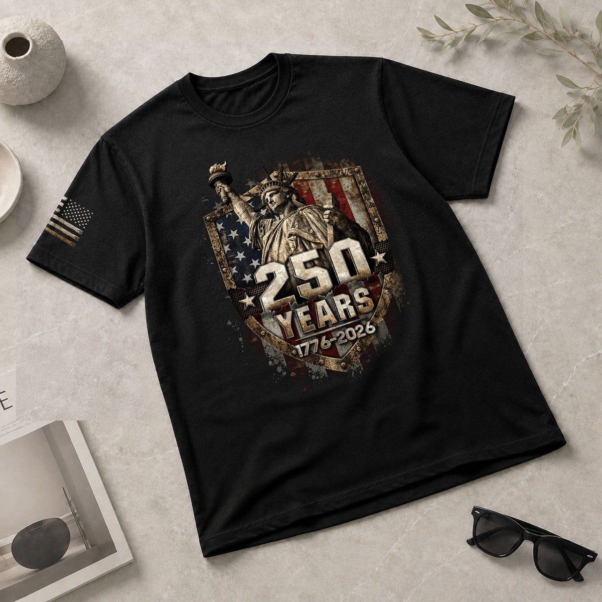 USA 250th Anniversary Shirt 1776-2026 Statue of Liberty Patriotic American Flag - Rust Field Wear