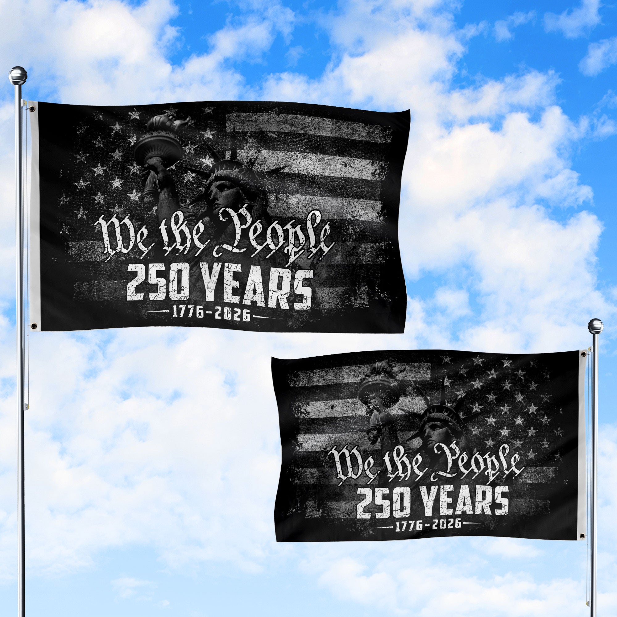 USA 250th Anniversary Flag 1776-2026 We The People Statue of Liberty Patriotic - Rust Field Wear