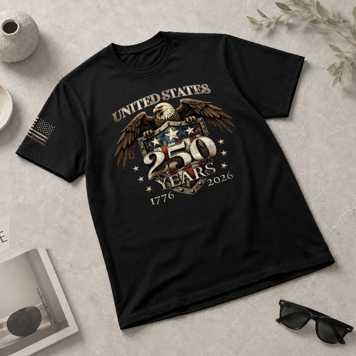 USA 250th Anniversary 250 Years Shirt 1776-2026 Patriotic American Eagle Shield - Rust Field Wear