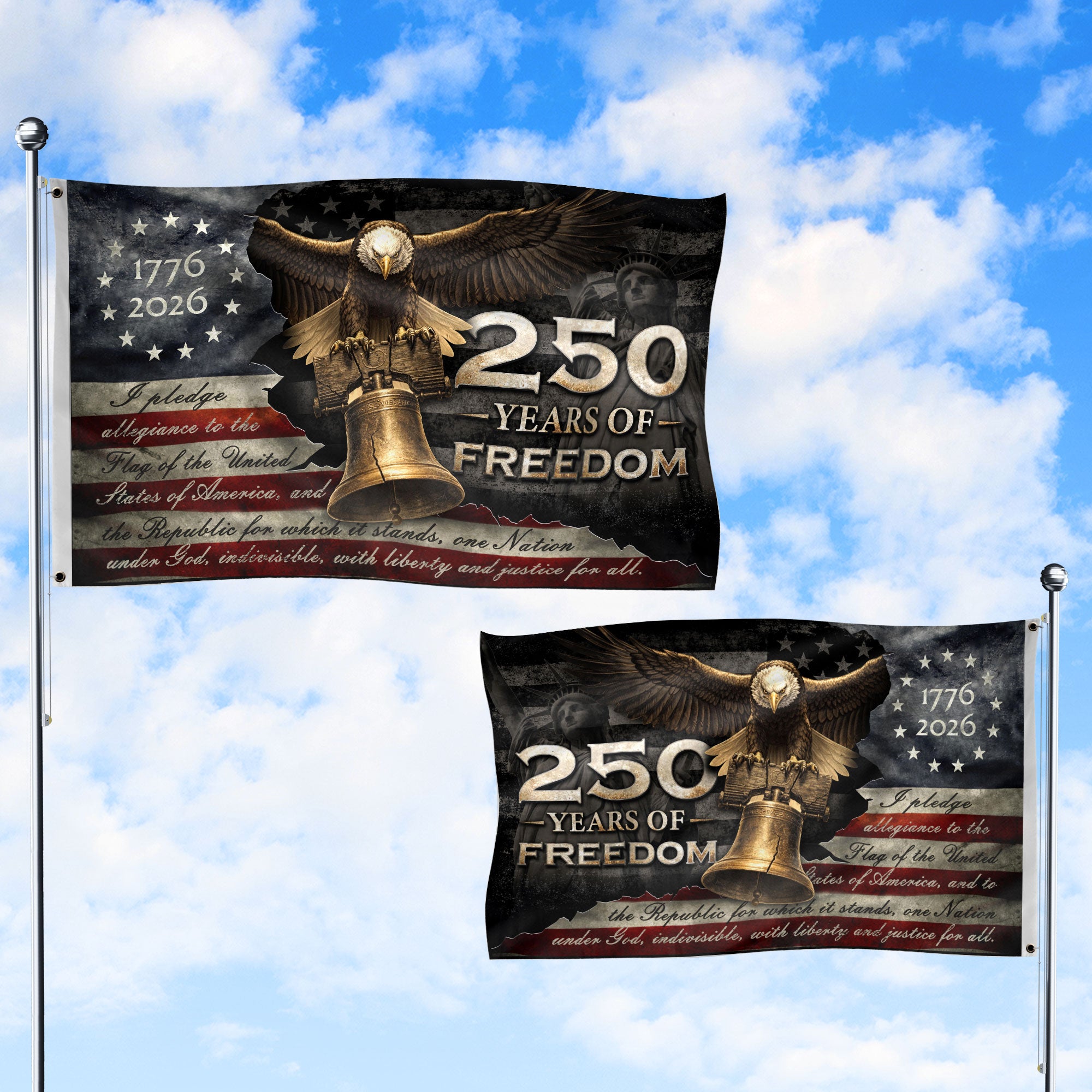 250 Years of Freedom Double-Sided House Flag 1776–2026 – Patriotic American Décor