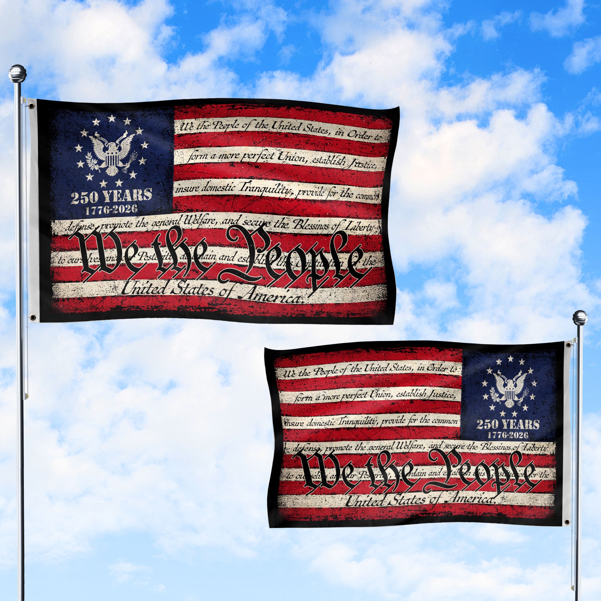 We The People Double-Sided House Flag – 250 Years of Freedom Patriotic American Décor 1776–2026