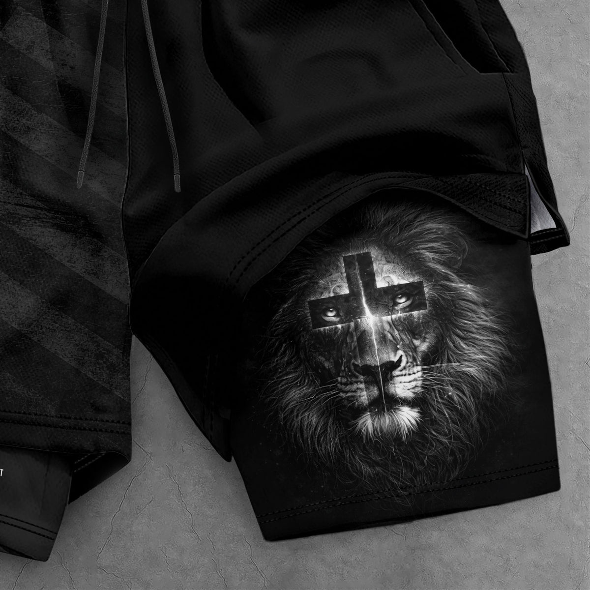 John 3:16 Bible Verse Lion of Judah Christian Gym Shorts Men Athletic Performance Wear - Rust Field Wear