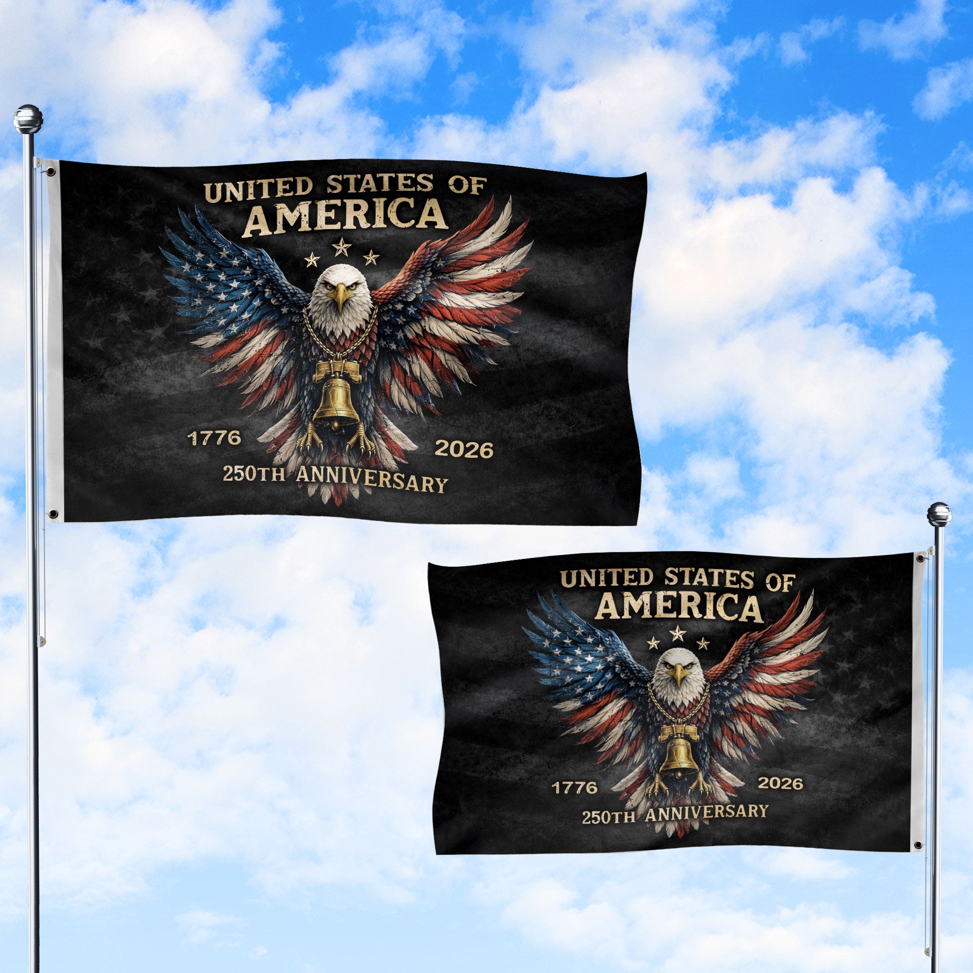 USA 250 Years Flag Decor – 250th Anniversary Double-Sided House Flag 1776–2026